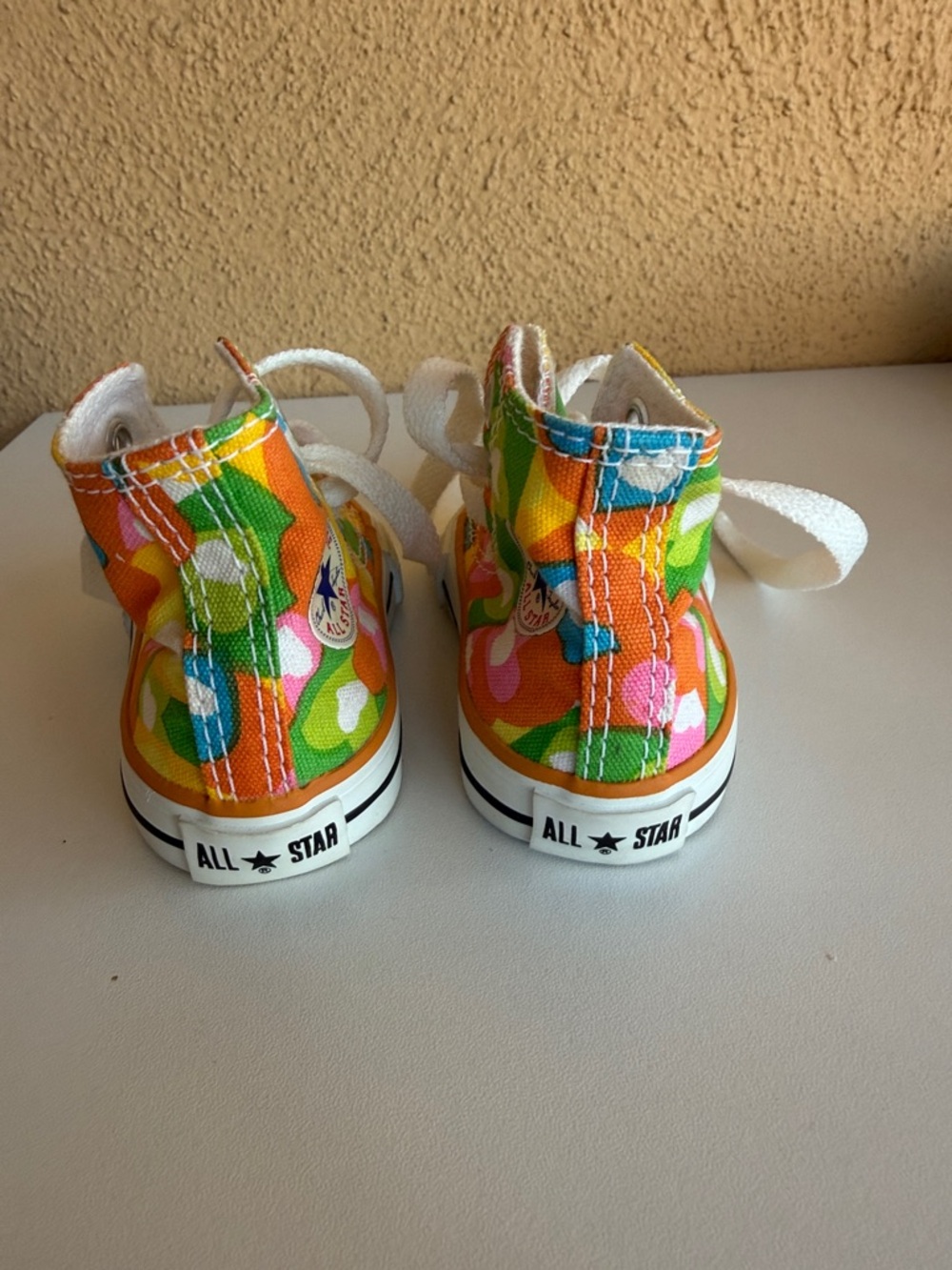 Converse Kids' Multicolor Floral High-Top Sneakers with Orange Toe - Picture 3 of 6